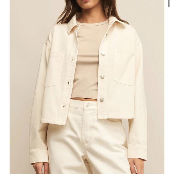 Z Supply Jackets & Blazers - NWT Z Supply All Day Cropped Denim Jacket in Off White Size Large